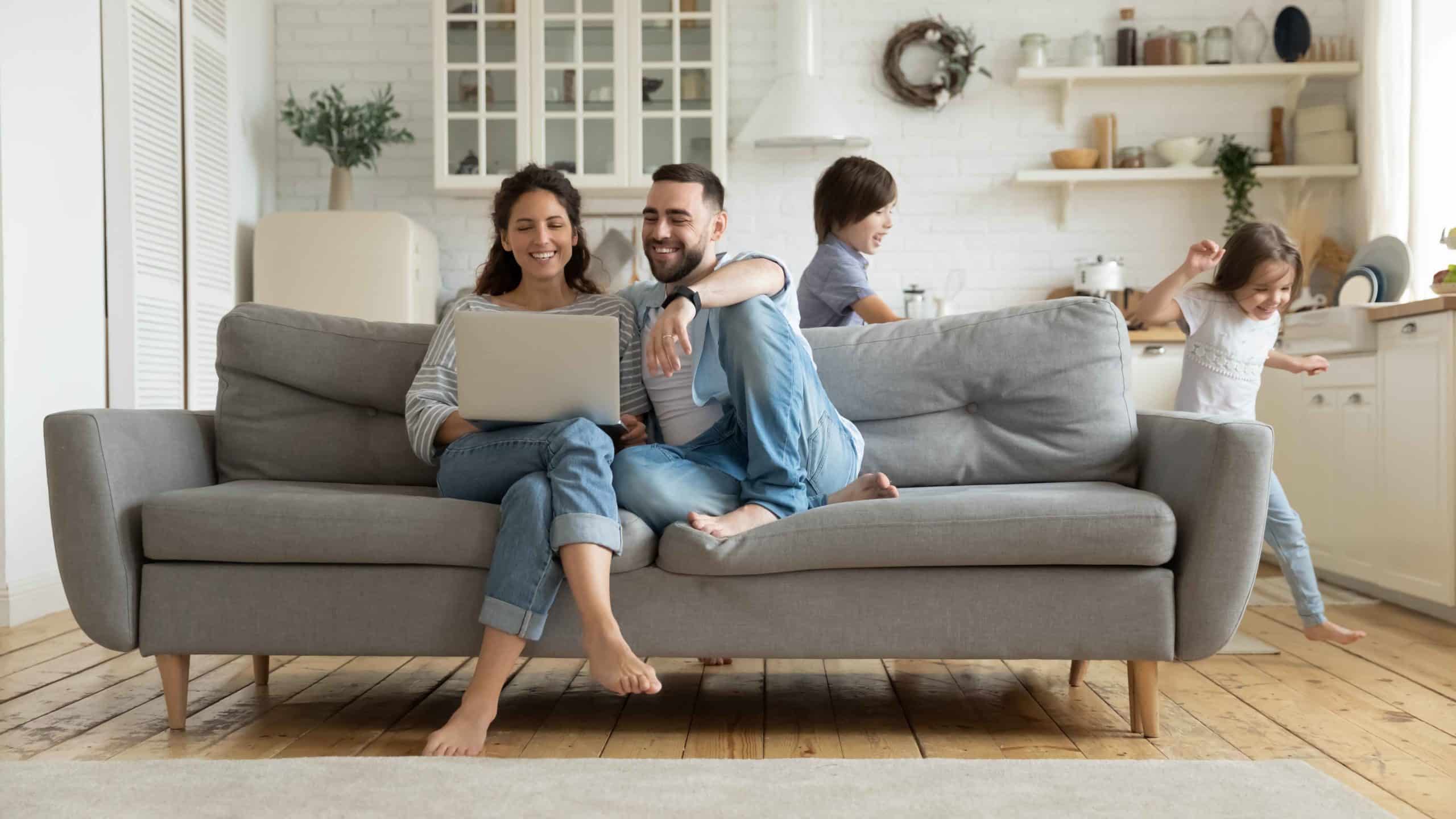 family enjoying warm living room